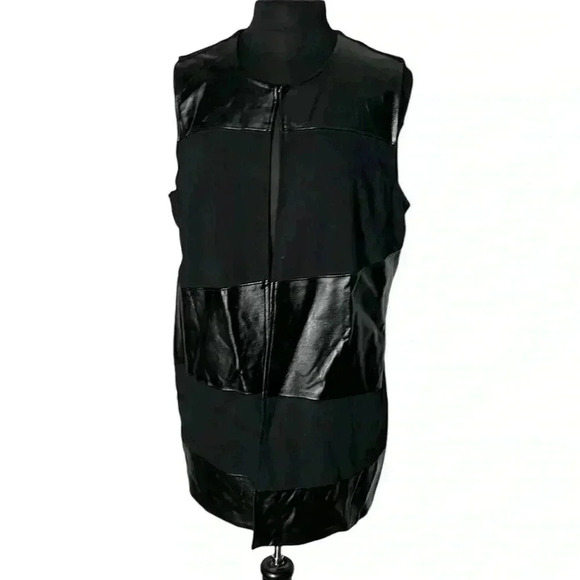 Chico’s Faux Leather Polyester Sleeveless Vest Black Size 2 - Picture 1 of 7